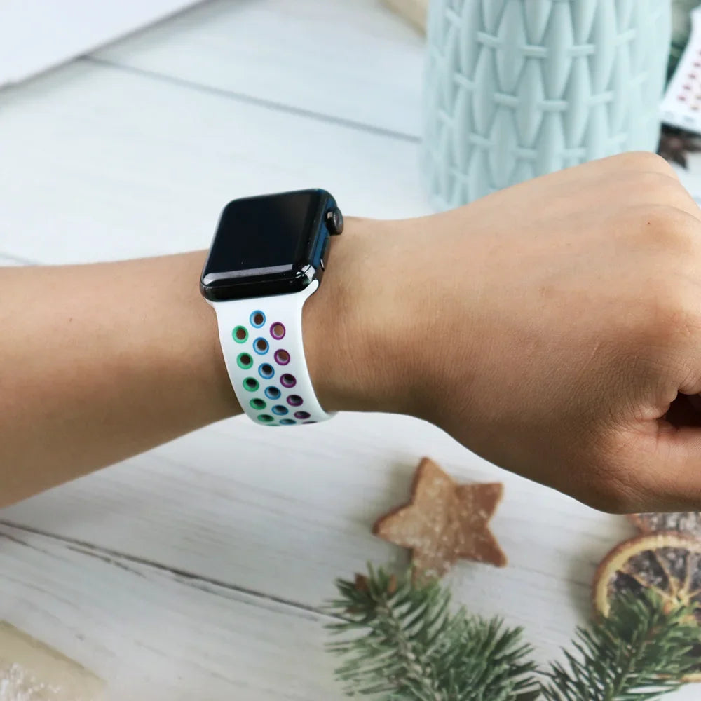 Sport strap For Apple Watch Band Ultra 49mm 44mm 45mm 38/40mm/41mm Silicone Pride Bracelet correa iWatch Series 8 7 6 4 5 3 9 SE