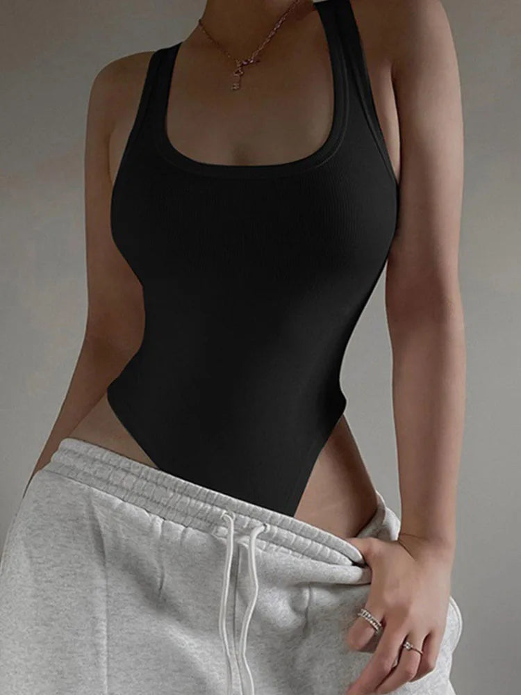 Sleeveless Knit Bodysuit Hot Summer Sexy Bodycon Off Shoulder Halter Tops