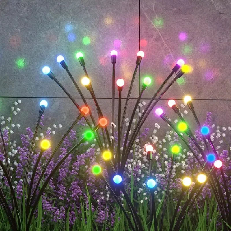 Outdoor Solar Pathway Light Waterproof 6/8/10 Heads Led Powered Swaying Firefly Lamp Star Burst Solar Firefly Garden Light