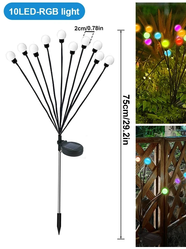 Outdoor Solar Pathway Light Waterproof 6/8/10 Heads Led Powered Swaying Firefly Lamp Star Burst Solar Firefly Garden Light