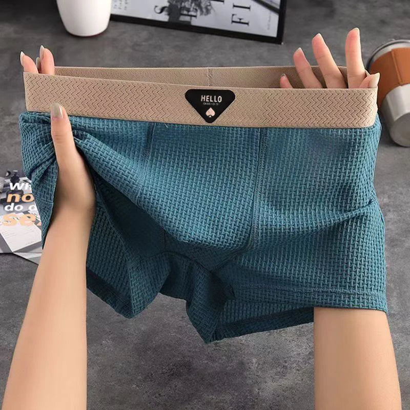 4pcs Men's Boxer Shorts Ice Silk Underwear Plus Size Underpants Cool Breathable