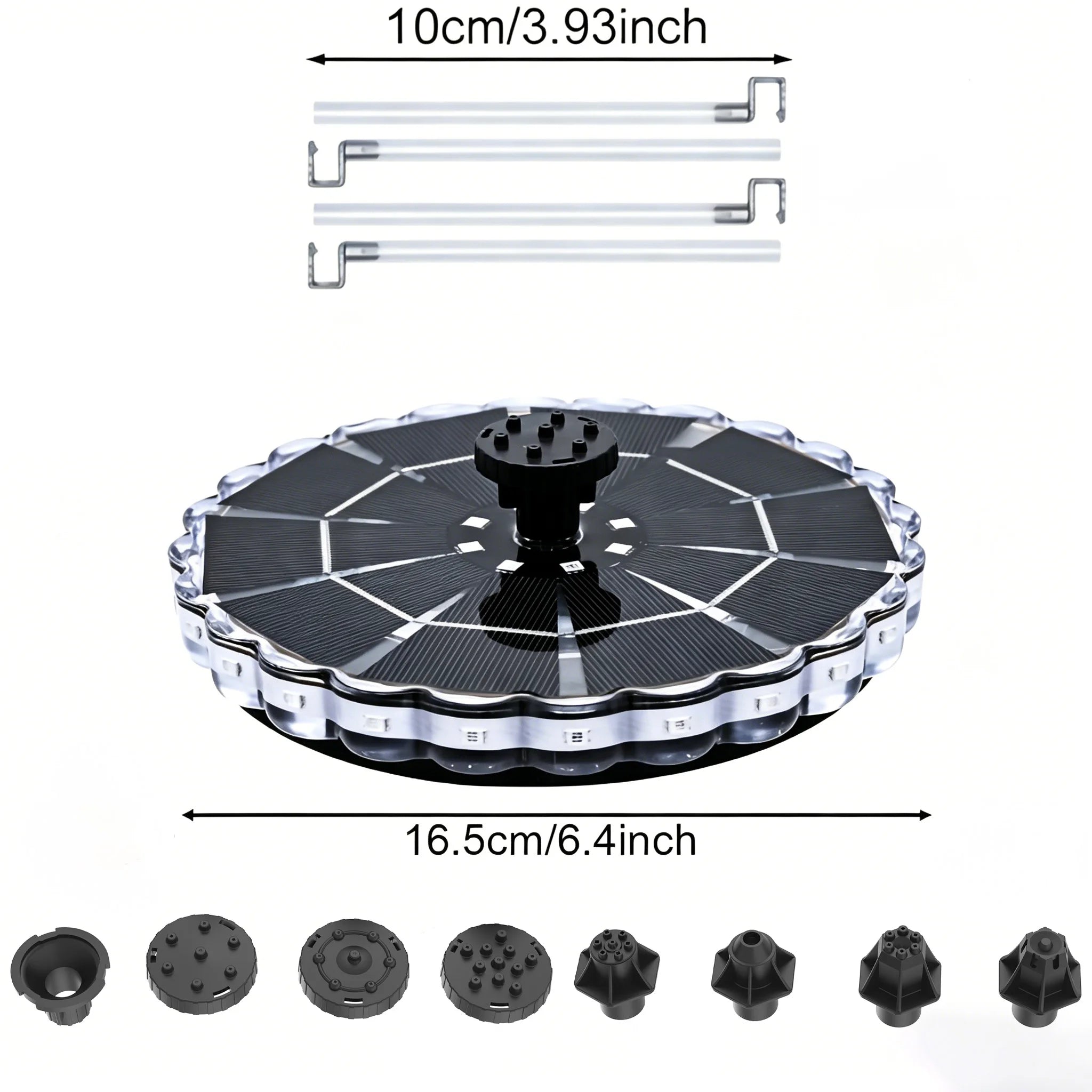 3.5W Outdoor Solar Fountain for Garden Water Indoor Pond Solar Fountain Pump Kit with 7 Nozzles Fountain Light 7 Color Bird Bath