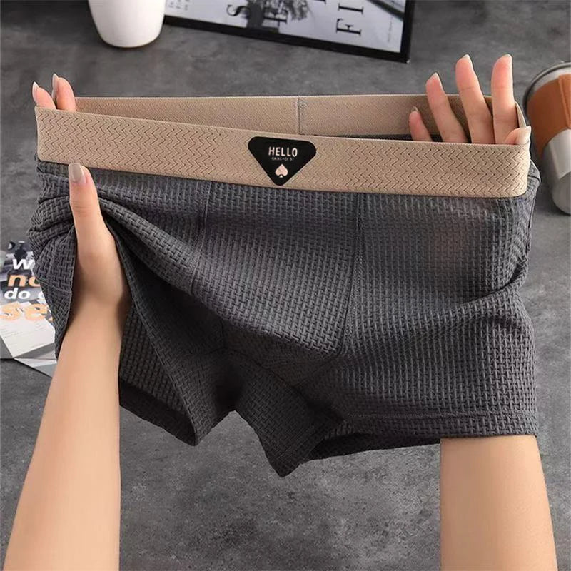 4pcs Men's Boxer Shorts Ice Silk Underwear Plus Size Underpants Cool Breathable