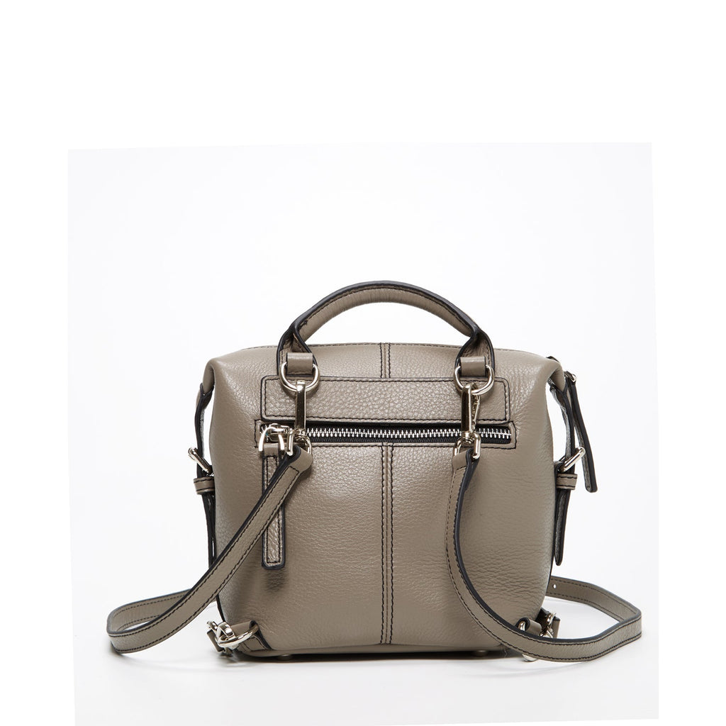 Gray Leather Backpack Purse for Women Convertible Crossbody Bag Medium Size with Front and Back Pockets