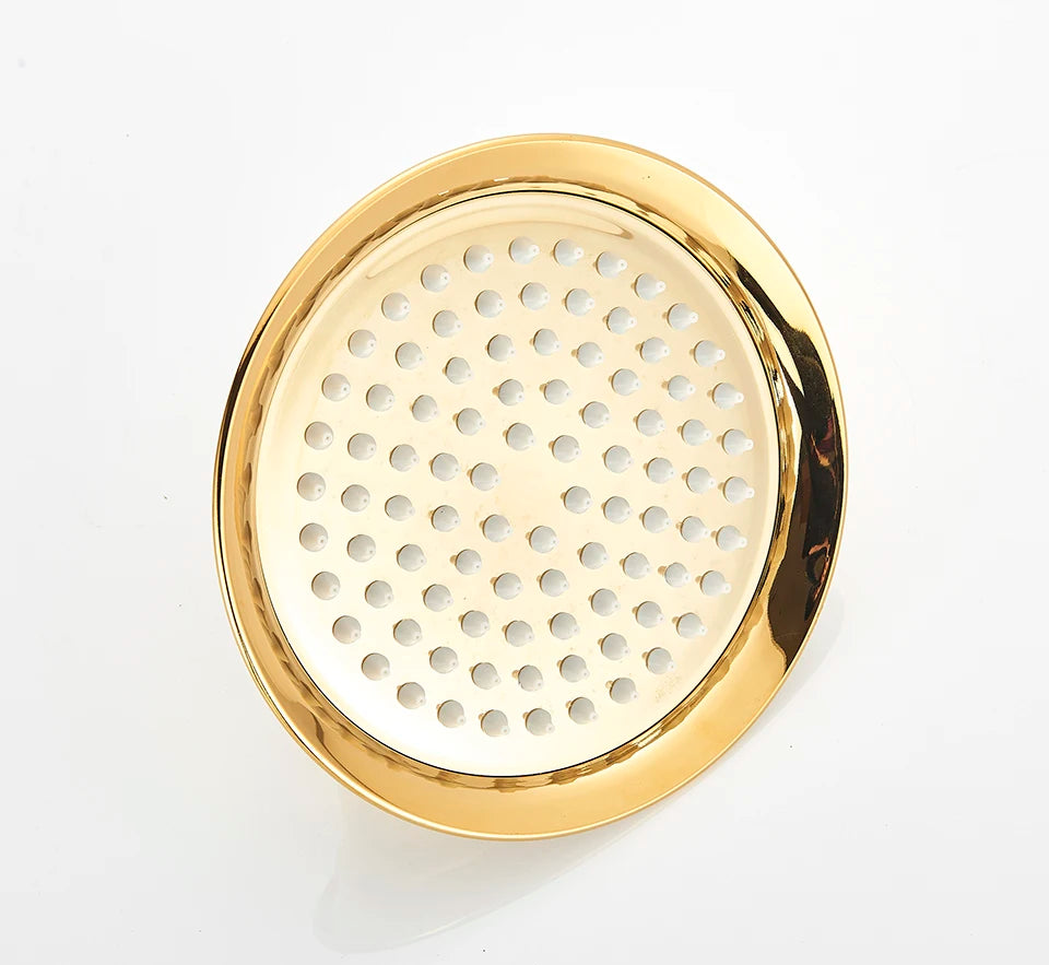Gold Shower Faucet Bath Shower Mixer Tap 8' Rainfall Gold Shower Head Bath Shower Set W/ Hand Shower Bathtub Faucet Wall Mounted