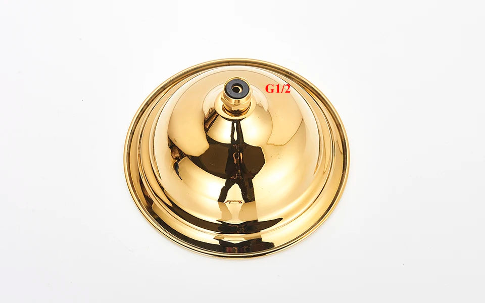 Gold Shower Faucet Bath Shower Mixer Tap 8' Rainfall Gold Shower Head Bath Shower Set W/ Hand Shower Bathtub Faucet Wall Mounted