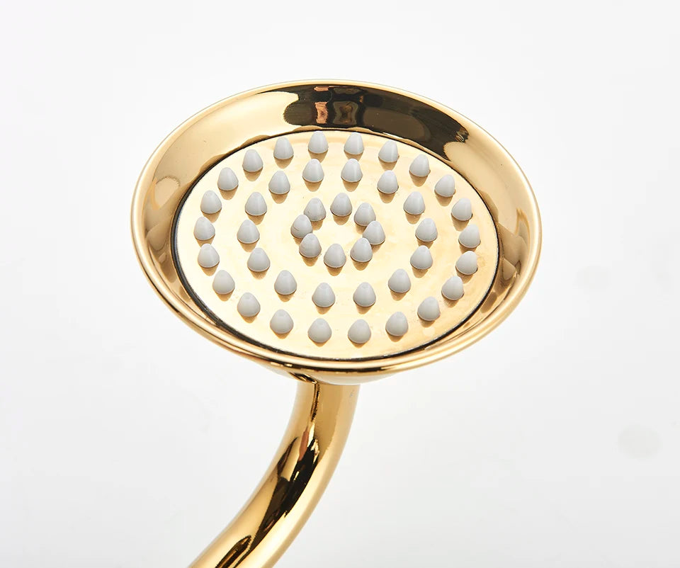 Gold Shower Faucet Bath Shower Mixer Tap 8' Rainfall Gold Shower Head Bath Shower Set W/ Hand Shower Bathtub Faucet Wall Mounted