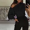 GX20910 Fashion Solid Color Asymmetric One Long Sleeve Blouse Irregular Ladies Top Casual Unique Shirts Women