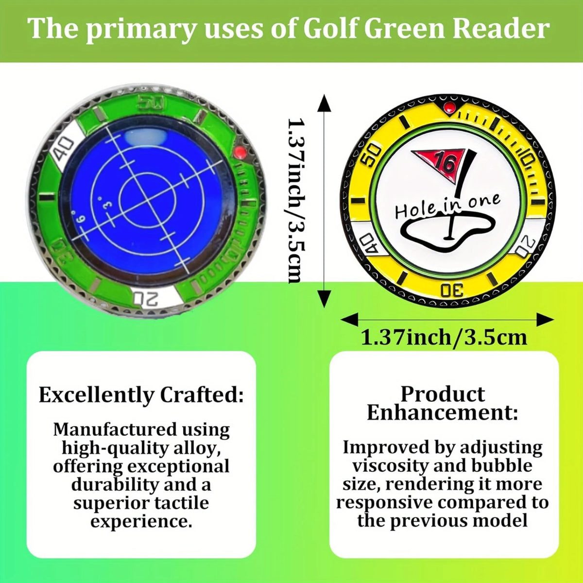 Golf Ball Marker for Putting Green Golf-Green Reader with High Precision Slope Reading Aid
