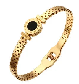 Beads Punk Gold Plated Thick Textured Open Bracelet Bangle for Women and Men