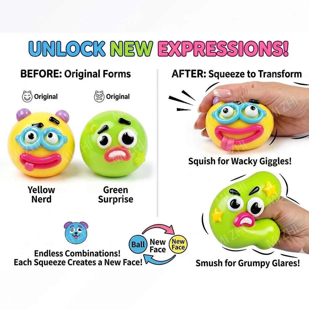 5Pack Smushers Face Squishy Toy Face Swap Squishy Toy Soft Taba Moldable Cute Slow Rise Squeeze Toy Relaxing Sensory