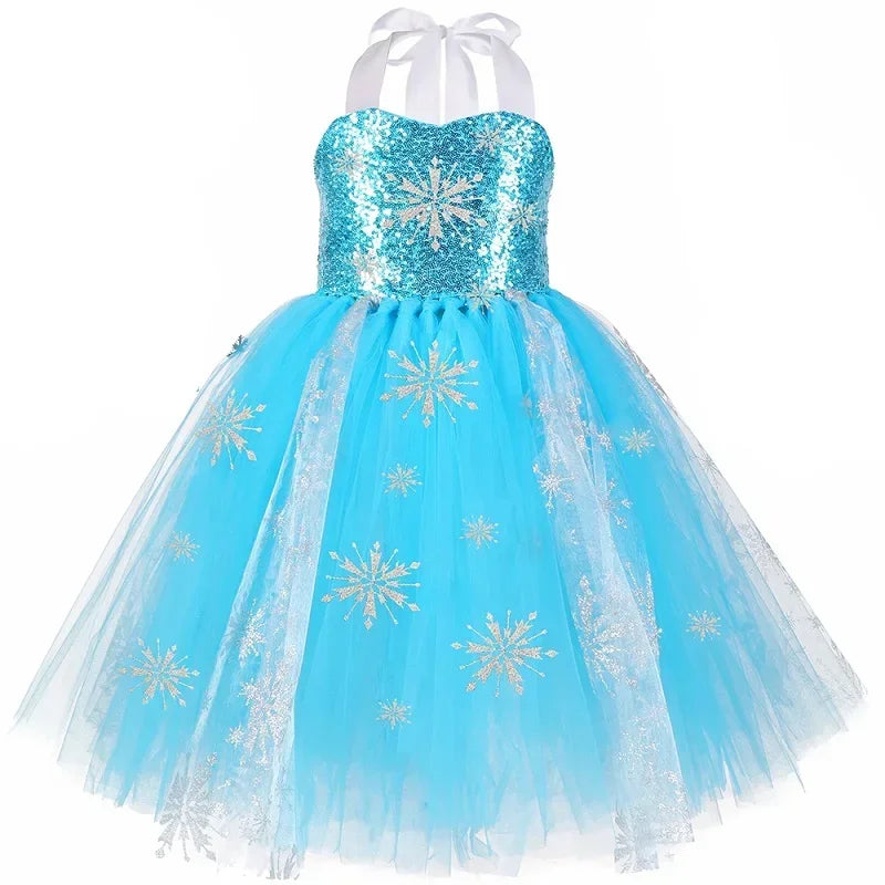 Elsa Costume for Girls Sky Blue Snow Queen Tutu Dress