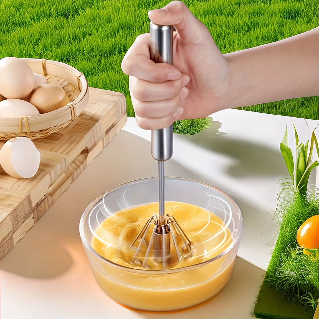 Stainless Steel Egg Beater Durable Semi-Automatic Mixer for Effortless Egg Whipping