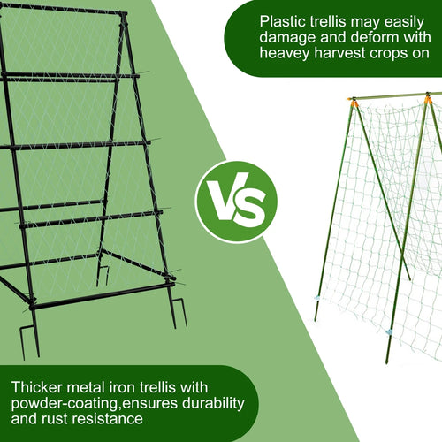 A-Shaped Metal Garden Trellis Climbing Plants Arch Outdoor Vine Plants Support with Netting