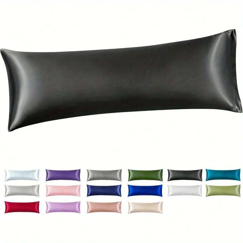 Silk Like Satin Pillowcase Standard Size, Black Smooth and Cooling Satin-Silk Pillow Cases for Hair and Skin