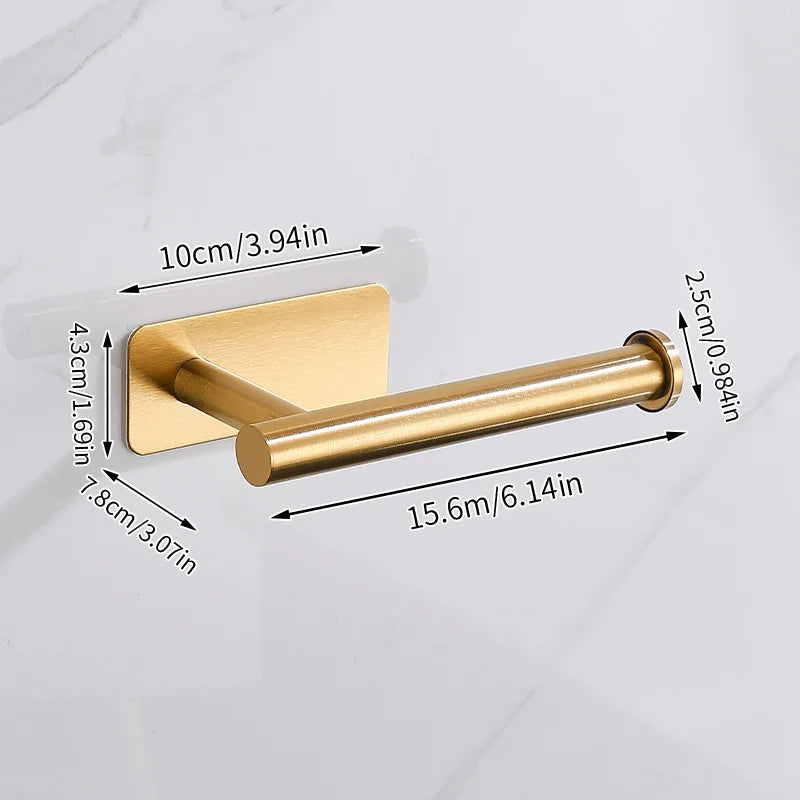 Stainless Steel Toilet Paper Holder, No Drill Wall Mount Tissue Roll Holder for Bathroom, Self Adhesive, Rustproof