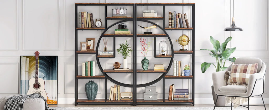 Tribesigns Bookshelf, Industrial 5 Tier Etagere Bookcase, Freestanding Tall Bookshelves Display Shelf Storage Organizer