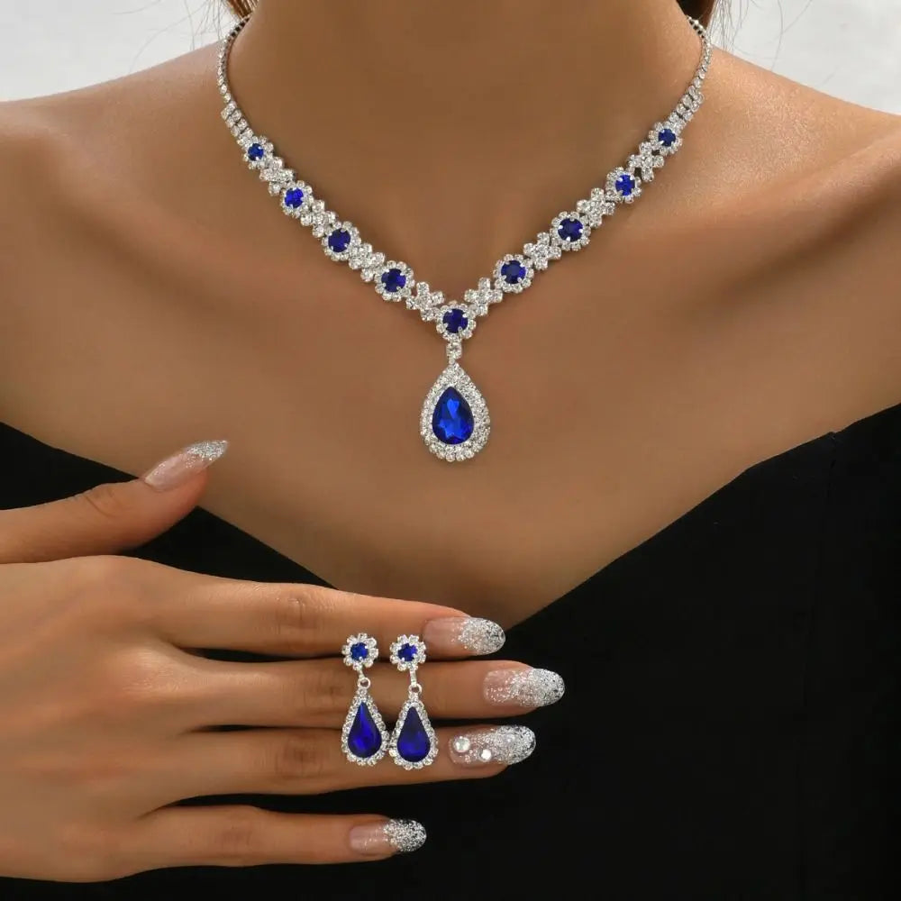 Fashionable Crystal Jewelry Necklace And Earring Set