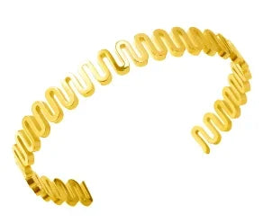Beads Punk Gold Plated Thick Textured Open Bracelet Bangle for Women and Men