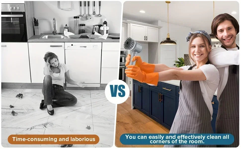 Electric Spin Scrubber-Cordless Cleaning Brush Power Scrubber with 5 Replaceable Brush Heads