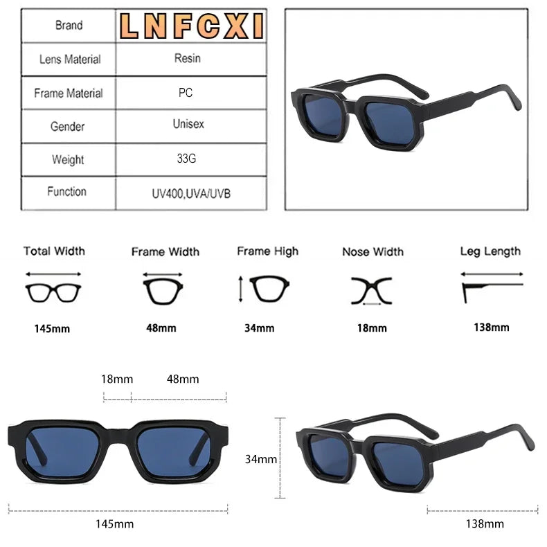 Fashion Blue Square Sunglasses For Women Men Retro Luxury Designer Clear Lens Sun Glasses Shades UV400 Eyeglasses