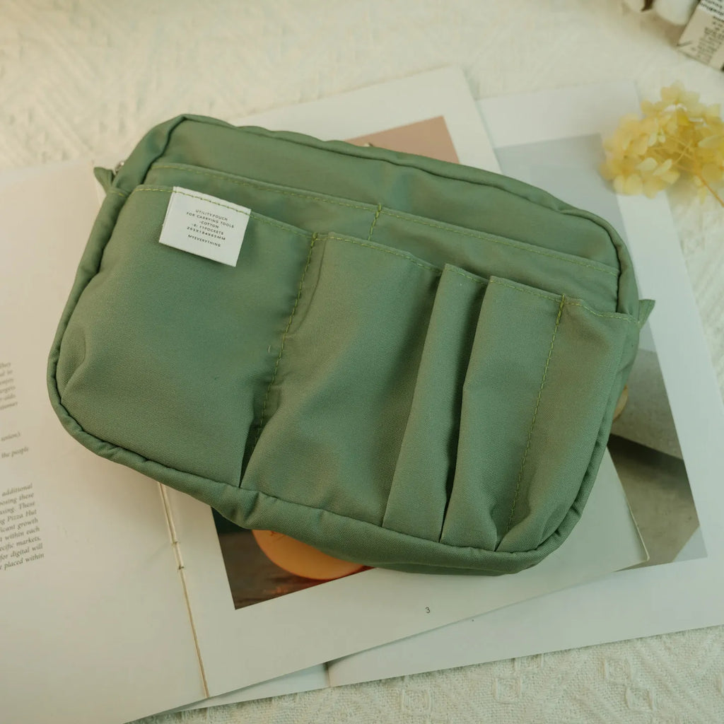Canvas Pencil Pouch Large Capacity Solid Color
