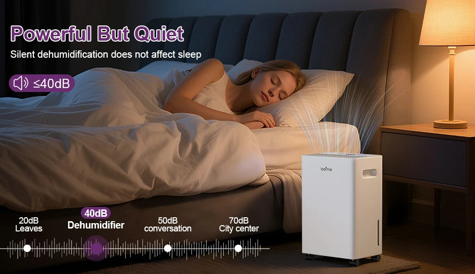 LOEFME 10L Dehumidifier with Auto Humidity Sensor, 24H Timer, 3 Modes for Home, Continuous Drainage Digital Display, Dryer Mode