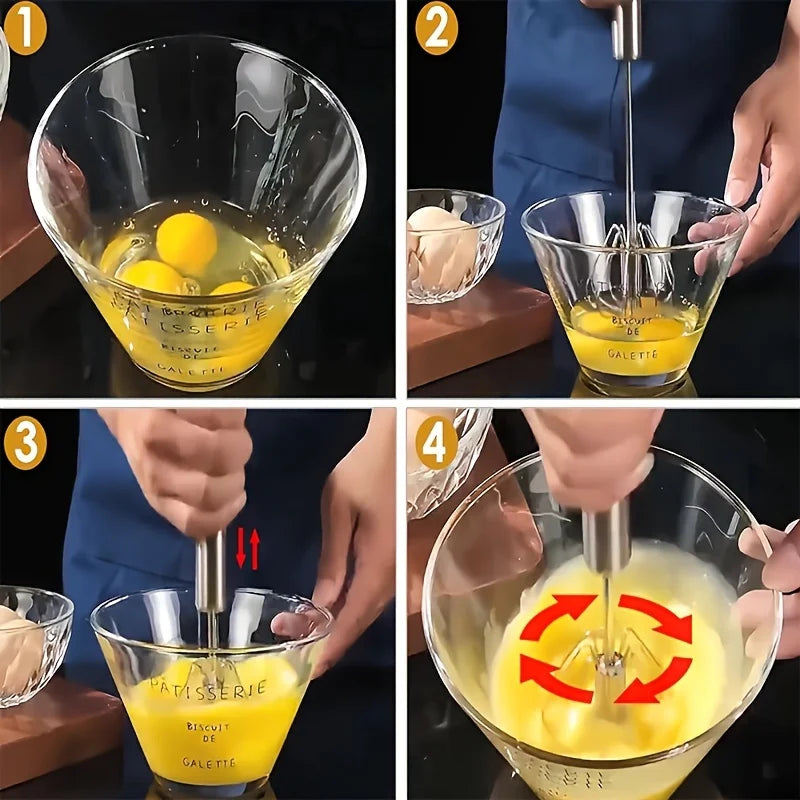 Stainless Steel Egg Beater Durable Semi-Automatic Mixer for Effortless Egg Whipping