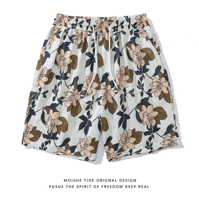 High Quality 3D Hawaiian Style Floral Print Casual Beach Shorts for Men and Women, Sports and Fitness Five Quarter Pants