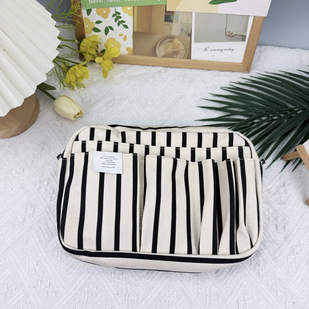 Canvas Pencil Pouch Large Capacity Solid Color