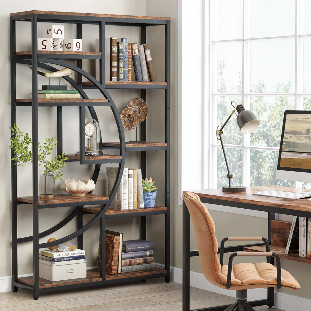 Tribesigns Bookshelf, Industrial 5 Tier Etagere Bookcase, Freestanding Tall Bookshelves Display Shelf Storage Organizer