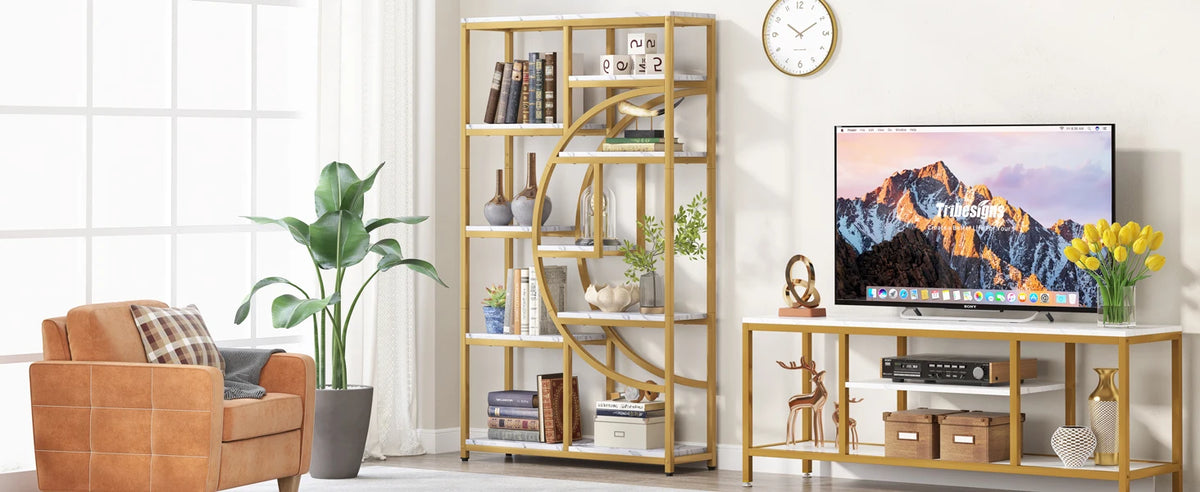 Tribesigns Bookshelf, Industrial 5 Tier Etagere Bookcase, Freestanding Tall Bookshelves Display Shelf Storage Organizer