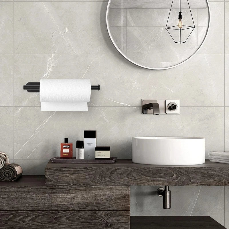 Stainless Steel Toilet Paper Holder, No Drill Wall Mount Tissue Roll Holder for Bathroom, Self Adhesive, Rustproof