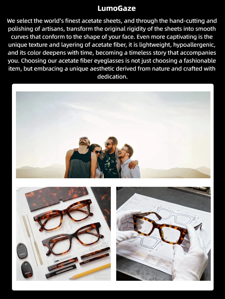 LumoGaze Retro UV400 Fashion Handmade Women's Sunglasses