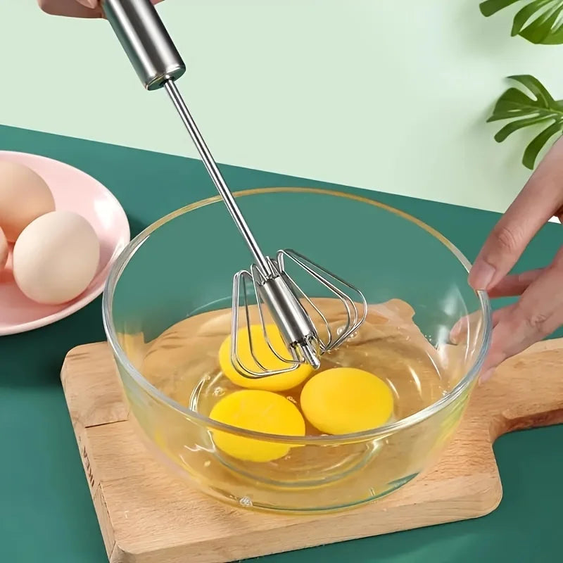 Stainless Steel Egg Beater Durable Semi-Automatic Mixer for Effortless Egg Whipping