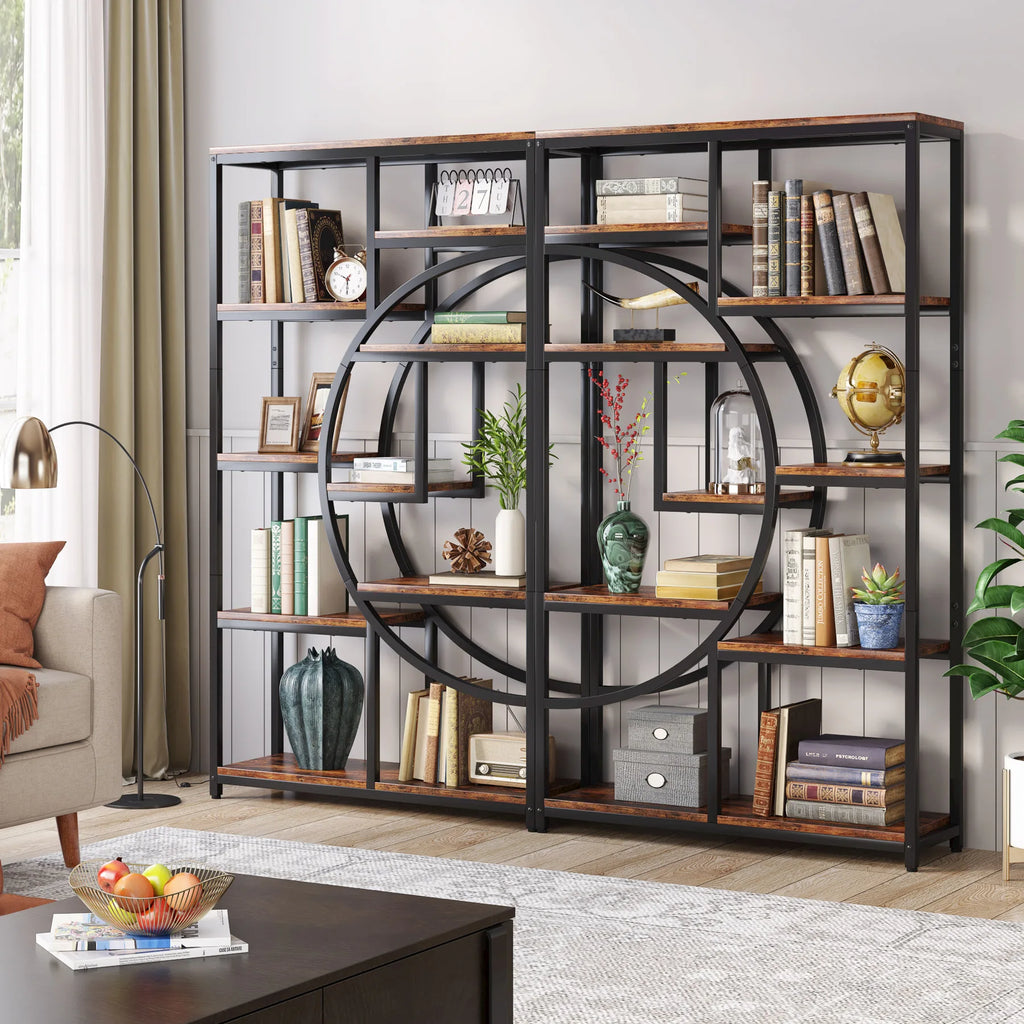 Tribesigns Bookshelf, Industrial 5 Tier Etagere Bookcase, Freestanding Tall Bookshelves Display Shelf Storage Organizer
