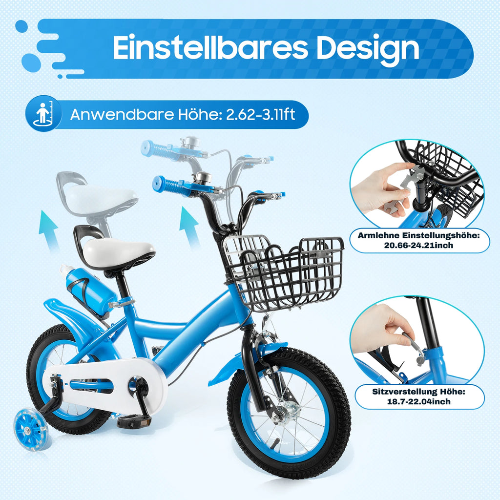 Blue/yellow/red Kids Bike 12 Inch Bicycle for Kids Young Girls Kids Bike Suitable 2-4 Years Old