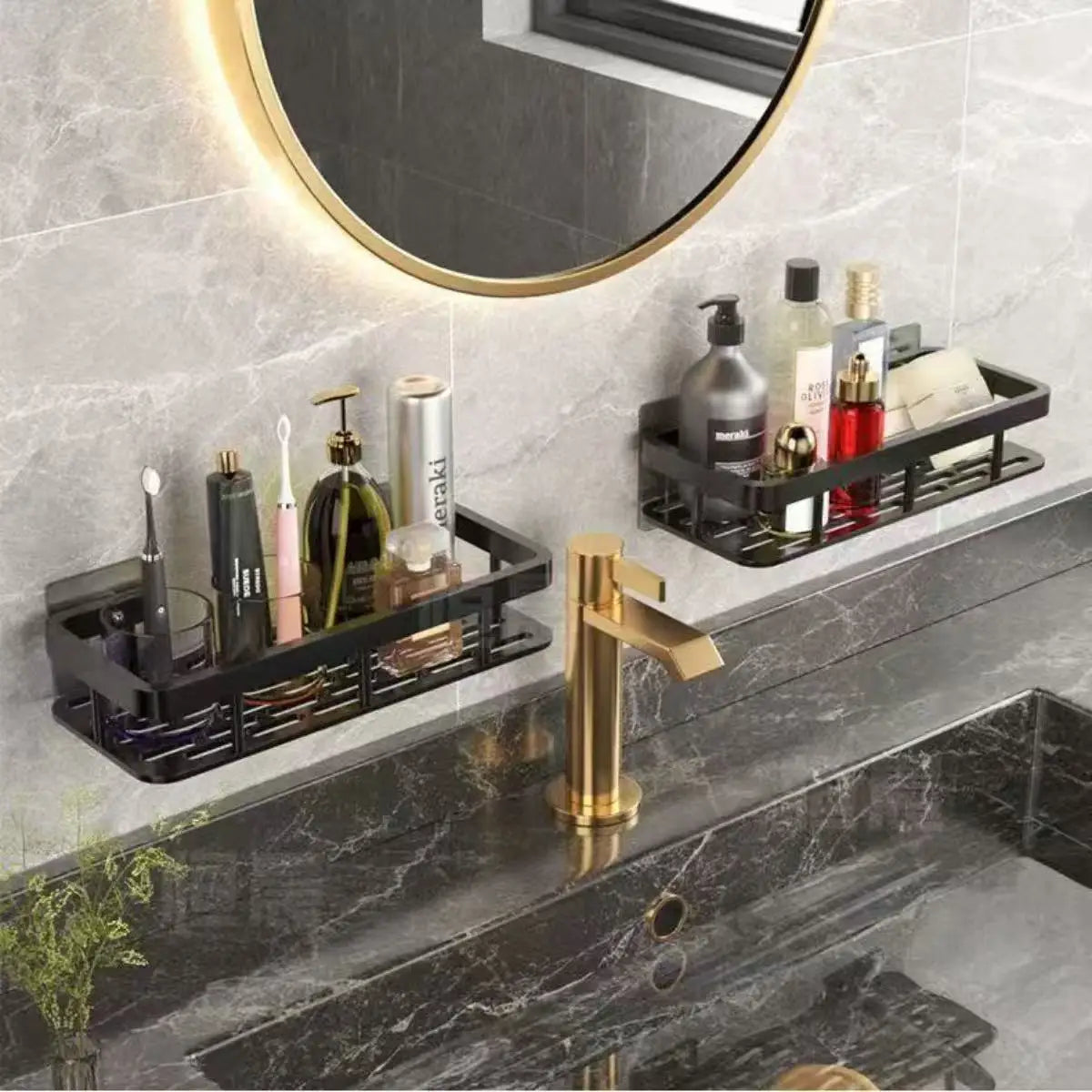 Bathroom Shelf-No Drill Wall Mounted Shampoo Bottle Shower Corner Rack