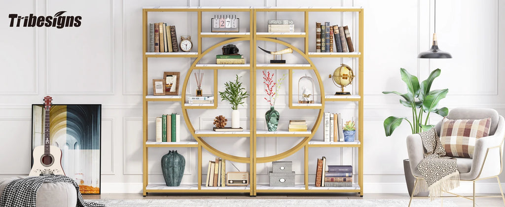 Tribesigns Bookshelf, Industrial 5 Tier Etagere Bookcase, Freestanding Tall Bookshelves Display Shelf Storage Organizer