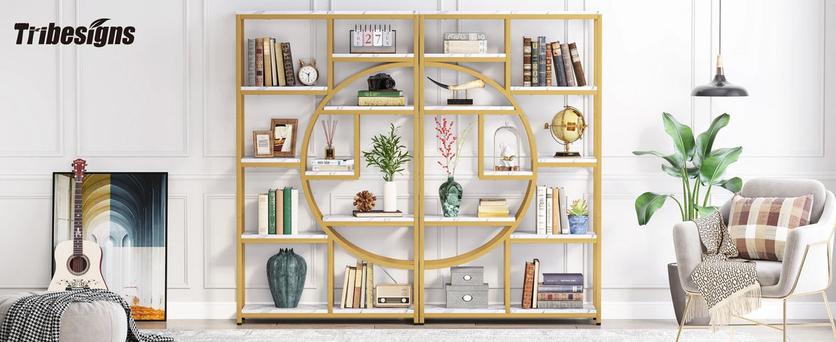 Tribesigns Bookshelf, Industrial 5 Tier Etagere Bookcase, Freestanding Tall Bookshelves Display Shelf Storage Organizer