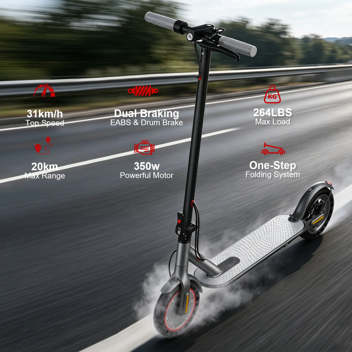 AOVOPRO Electric Scooter Smart Electric Scooter Maximum Speed: 19 miles per hour 350W Motor Range Per Charge-10 Miles