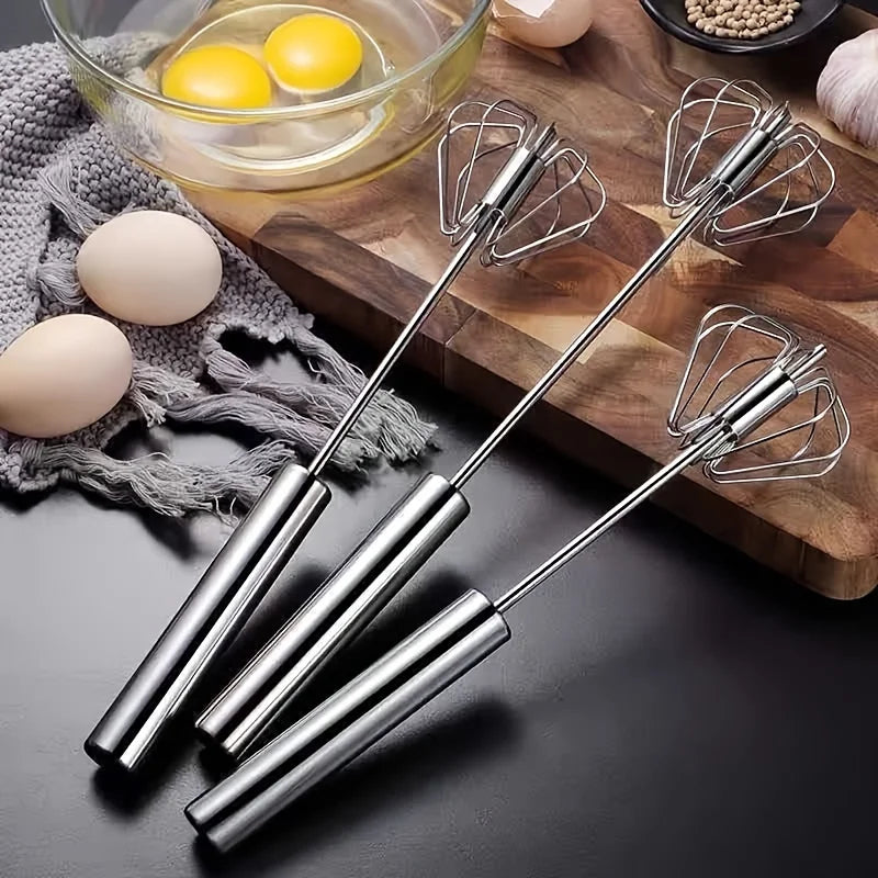 Stainless Steel Egg Beater Durable Semi-Automatic Mixer for Effortless Egg Whipping
