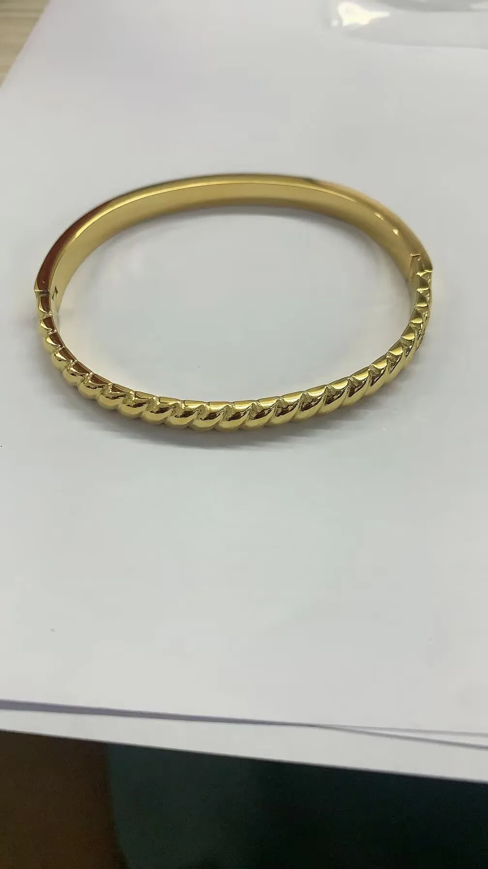 Beads Punk Gold Plated Thick Textured Open Bracelet Bangle for Women and Men