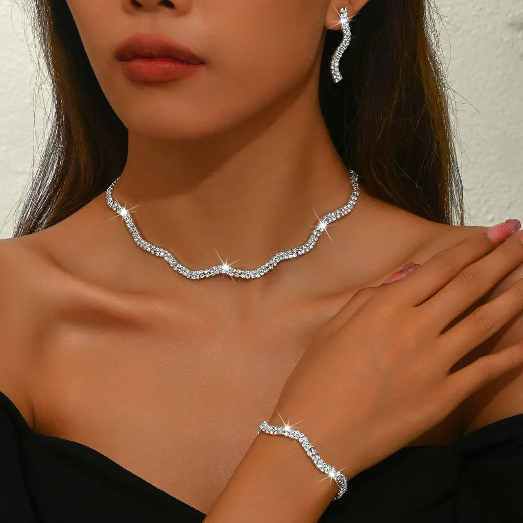 Luxury Wedding Jewelry Set: Necklace, Bracelet and Earring Set