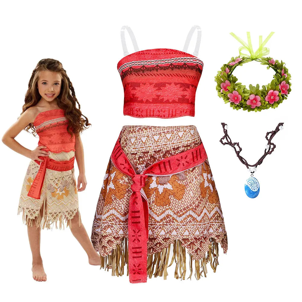 Moana Adventure Cartoon Costume Two Pieces-Polynesian Style