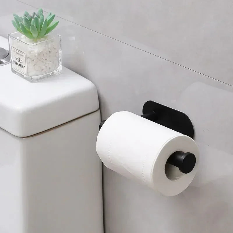 Self Adhesive Toilet Paper Holder Gold Stainless Steel Wall Mount No Punching Tissue Towel Roll Dispenser Bathroom Paper Hooks