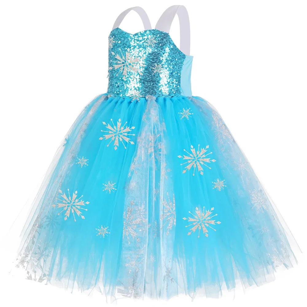 Elsa Costume for Girls Sky Blue Snow Queen Tutu Dress