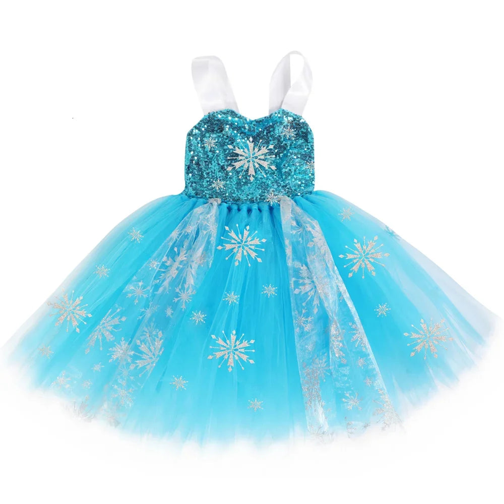 Elsa Costume for Girls Sky Blue Snow Queen Tutu Dress