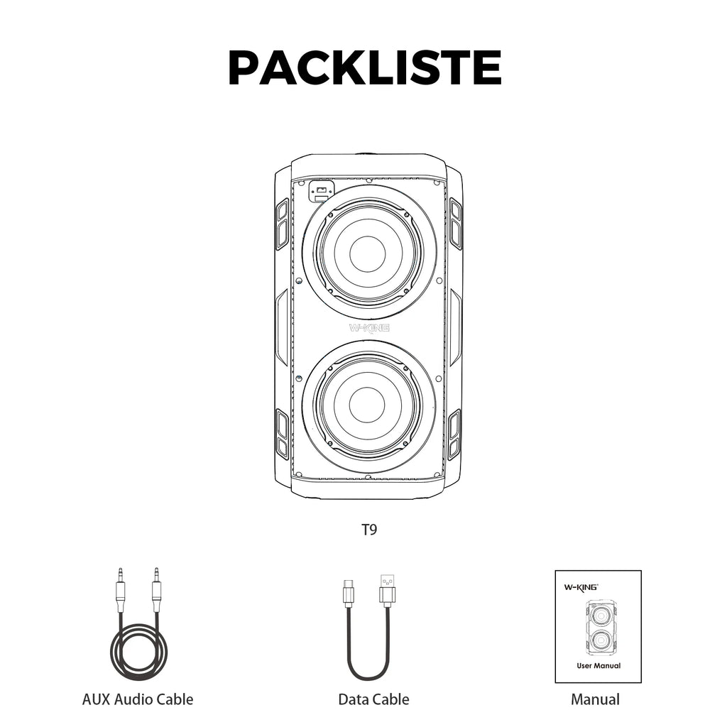 W-KING 180W Peak Party Large Bluetooth Speaker Bigest Boom Box Portable Wireless Removable Battery With Subwoofer USB Playback