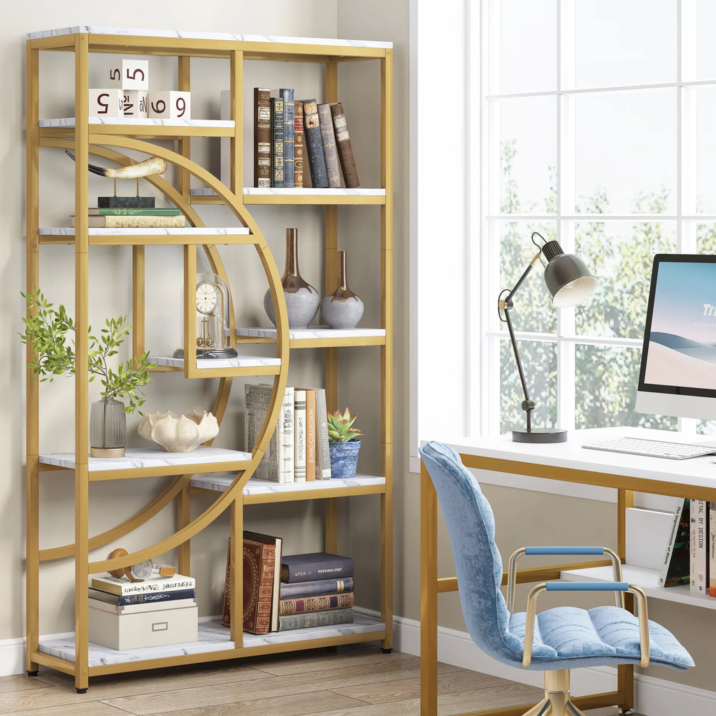 Tribesigns Bookshelf, Industrial 5 Tier Etagere Bookcase, Freestanding Tall Bookshelves Display Shelf Storage Organizer